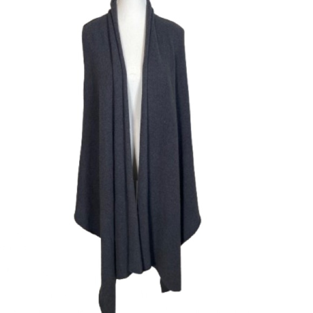 Brochu Walker Charcoal Gray Wool & Angora Blend Open Front Cape - Size S
